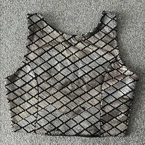 Sequin Sleeveless Top - Black and Silver